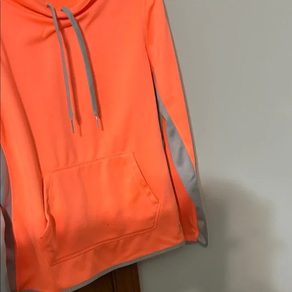 Danskin Now Vibrant Orange Hoodie with Gray Trim Large. 12/14 some wear - Picture 6 of 14
